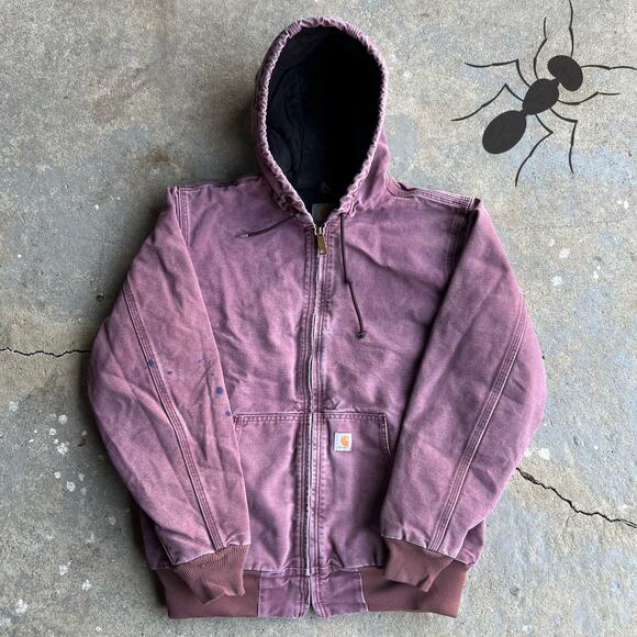 Vintage y2k WOMENS faded purple carhartt hooded work wear jacket